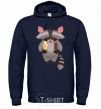 Men`s hoodie A raccoon eats ice cream navy-blue фото