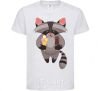 Kids T-shirt A raccoon eats ice cream White фото