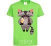 Kids T-shirt A raccoon eats ice cream orchid-green фото