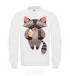 Sweatshirt A raccoon eats ice cream White фото