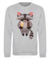 Sweatshirt A raccoon eats ice cream sport-grey фото