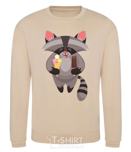 Sweatshirt A raccoon eats ice cream sand фото