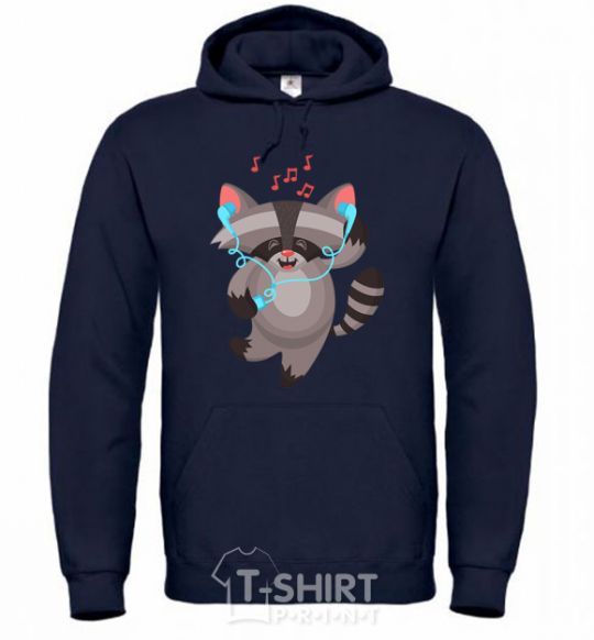 Men`s hoodie Dancing raccoon navy-blue фото