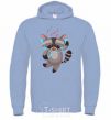 Men`s hoodie Dancing raccoon sky-blue фото