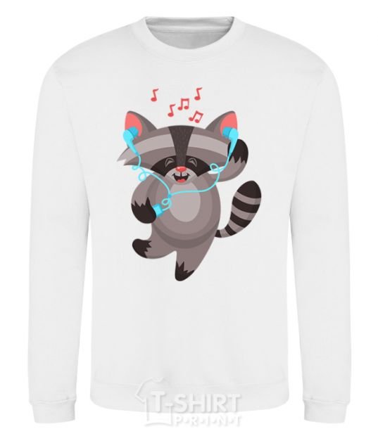 Sweatshirt Dancing raccoon White фото