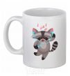 Ceramic mug Dancing raccoon White фото