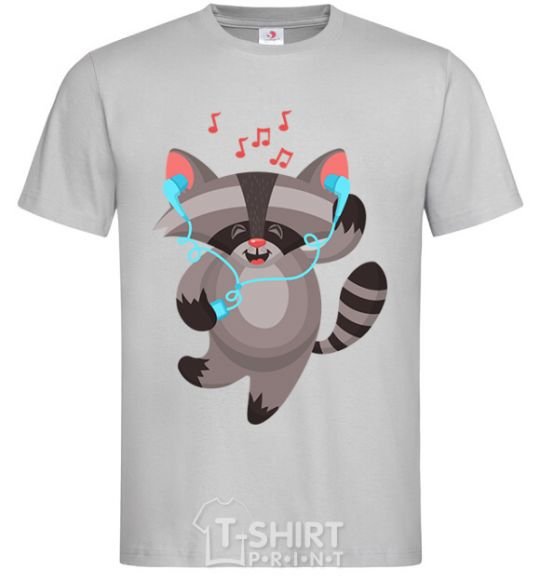 Men's T-Shirt Dancing raccoon grey фото