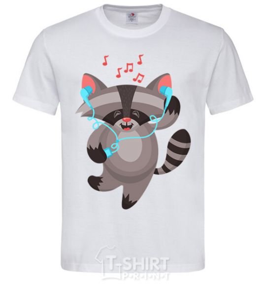 Men's T-Shirt Dancing raccoon White фото