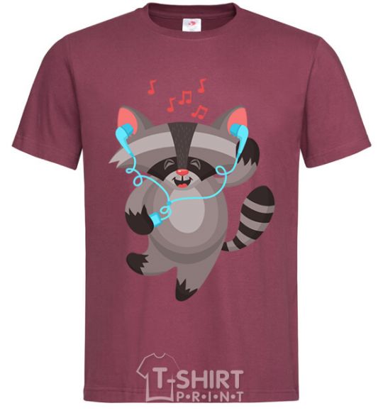 Men's T-Shirt Dancing raccoon burgundy фото