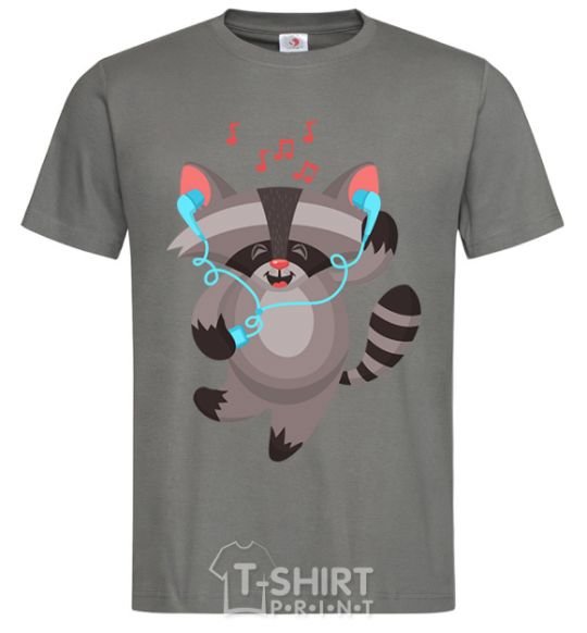 Men's T-Shirt Dancing raccoon dark-grey фото