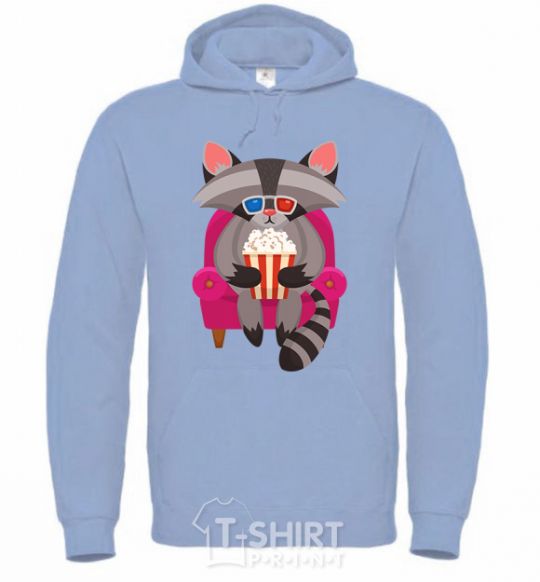 Men`s hoodie Racoon TV sky-blue фото