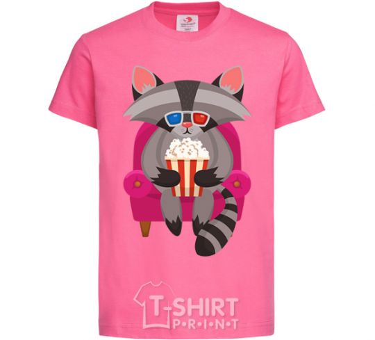 Kids T-shirt Racoon TV heliconia фото