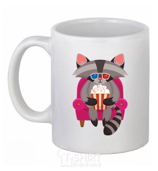 Ceramic mug Racoon TV White фото