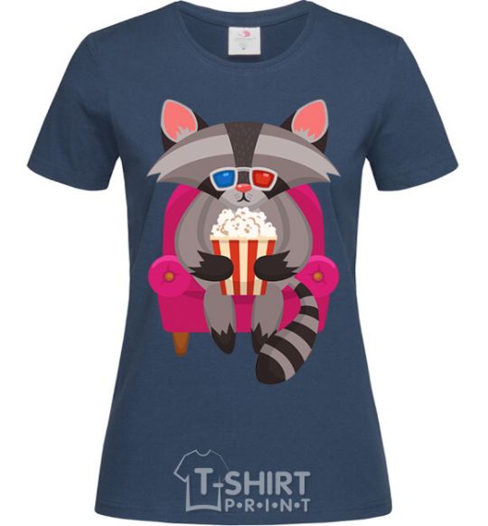 Women's T-shirt Racoon TV navy-blue фото