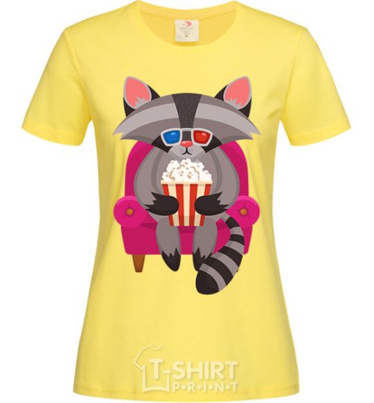 Women's T-shirt Racoon TV cornsilk фото