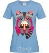 Women's T-shirt Racoon TV sky-blue фото