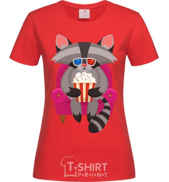 Women's T-shirt Racoon TV red фото