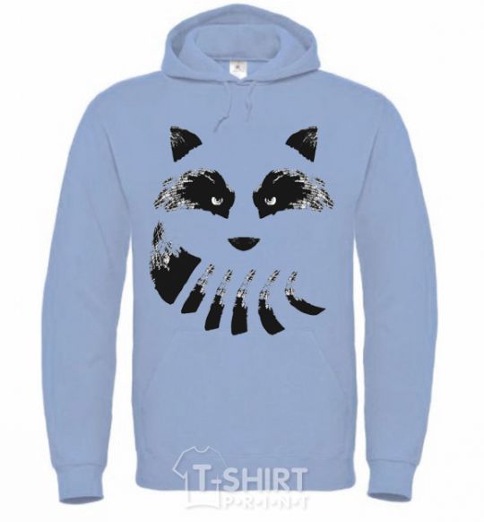 Men`s hoodie Raccoon tail and head sky-blue фото