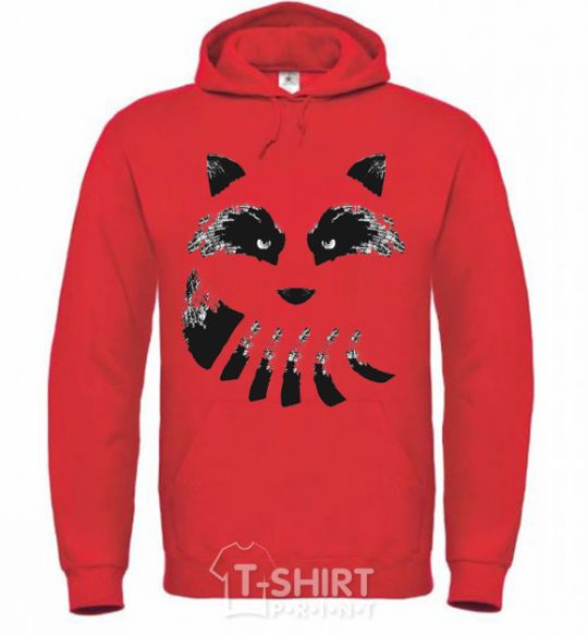 Men`s hoodie Raccoon tail and head bright-red фото