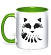 Mug with a colored handle Raccoon tail and head kelly-green фото