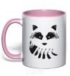 Mug with a colored handle Raccoon tail and head light-pink фото