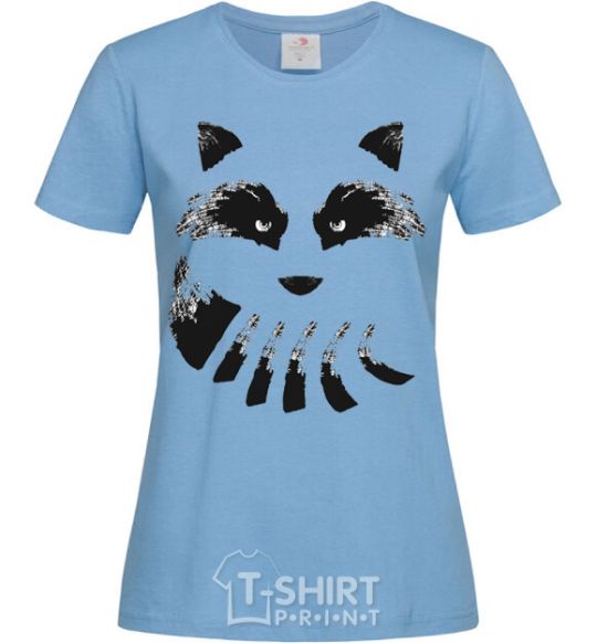 Women's T-shirt Raccoon tail and head sky-blue фото