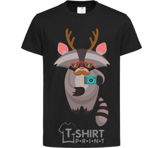 Kids T-shirt Racoon photo black фото