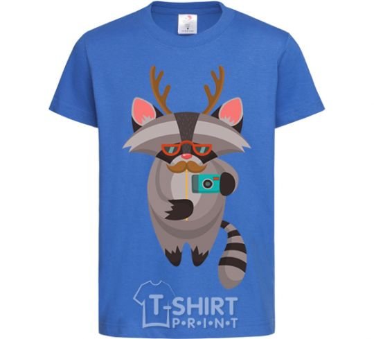 Kids T-shirt Racoon photo royal-blue фото