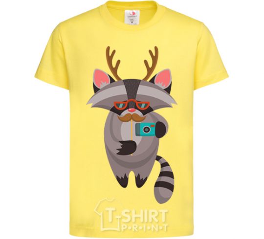 Kids T-shirt Racoon photo cornsilk фото