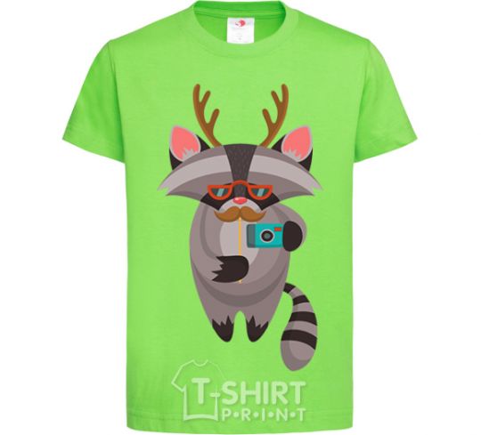 Kids T-shirt Racoon photo orchid-green фото