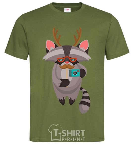 Men's T-Shirt Racoon photo millennial-khaki фото