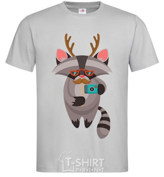 Men's T-Shirt Racoon photo grey фото