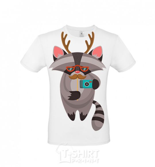 Men's T-Shirt Racoon photo White фото