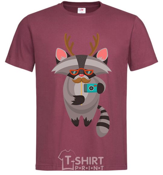 Men's T-Shirt Racoon photo burgundy фото