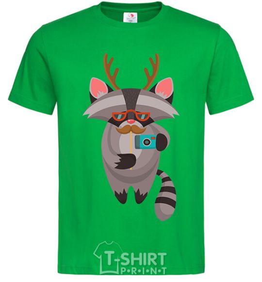 Men's T-Shirt Racoon photo kelly-green фото