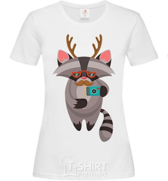 Women's T-shirt Racoon photo White фото