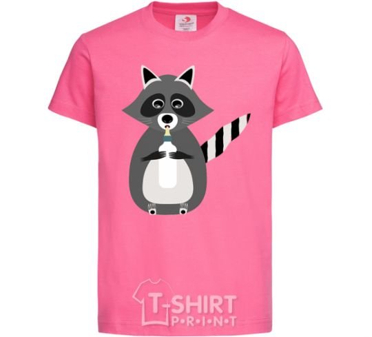 Детская футболка Racoon eating Ярко-розовый фото