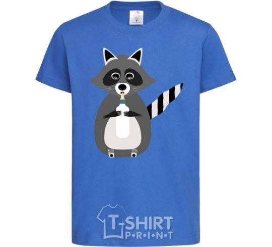 Kids T-shirt Racoon eating royal-blue фото