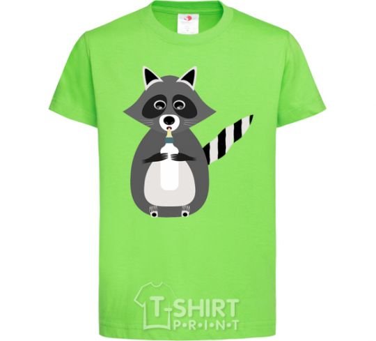 Kids T-shirt Racoon eating orchid-green фото