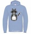 Men`s hoodie Racoon eating sky-blue фото