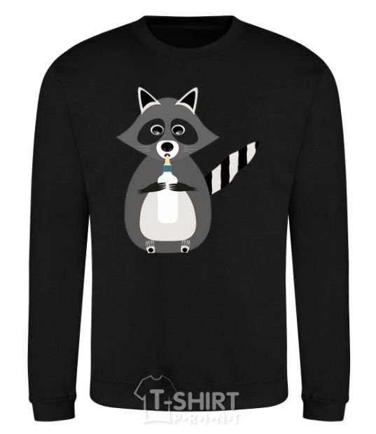 Sweatshirt Racoon eating black фото