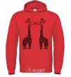 Men`s hoodie Giraffes bright-red фото