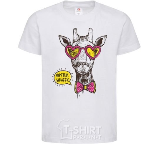 Kids T-shirt Hipster giraffe White фото