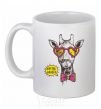 Ceramic mug Hipster giraffe White фото