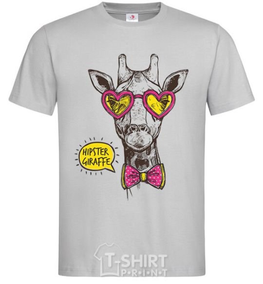 Мужская футболка Hipster giraffe Серый фото