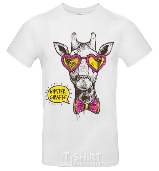 Мужская футболка Hipster giraffe Белый фото