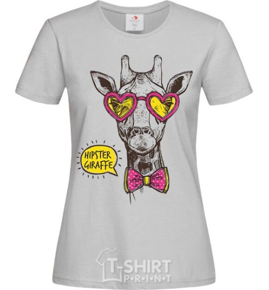 Women's T-shirt Hipster giraffe grey фото
