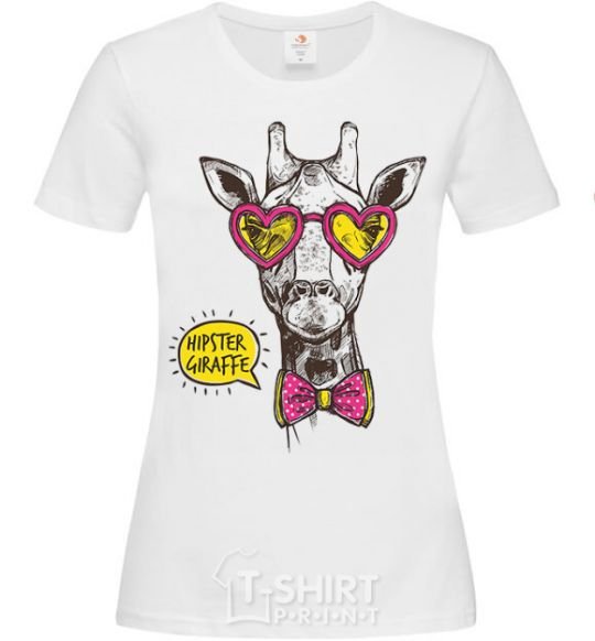 Women's T-shirt Hipster giraffe White фото