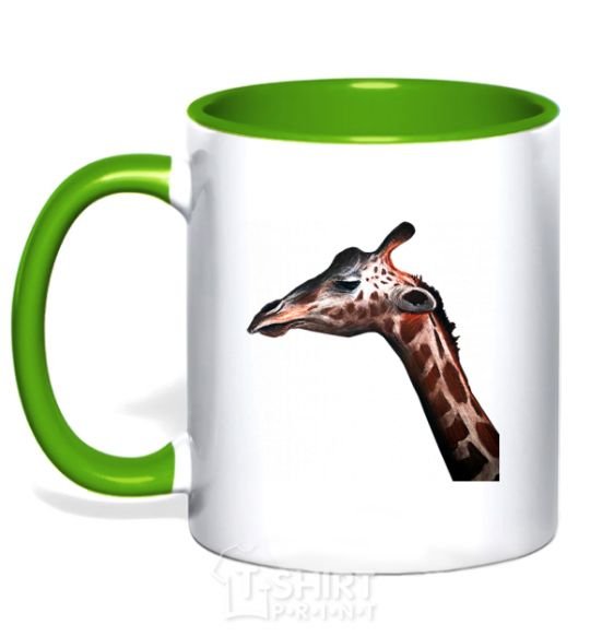 Mug with a colored handle Pastel giraffe kelly-green фото
