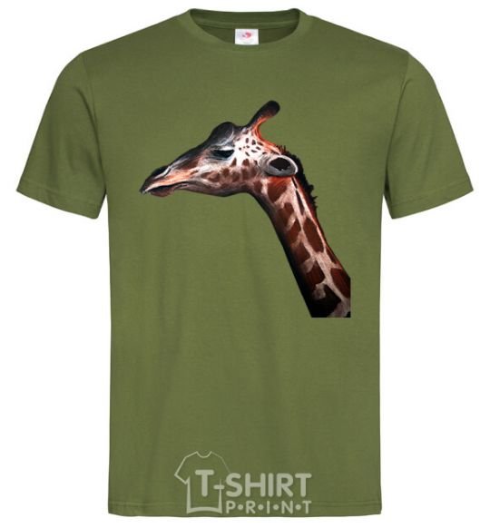 Мужская футболка Pastel giraffe Оливковый фото